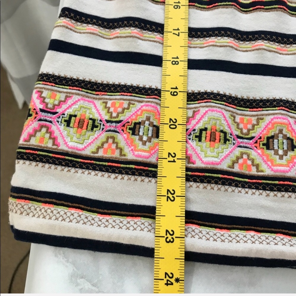 J.Crew neon stitchwork striped top size small - Picture 6 of 8